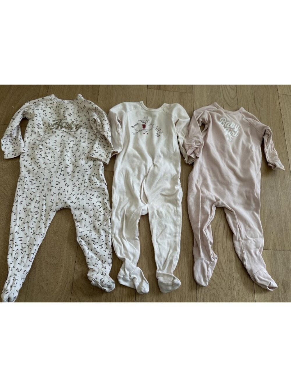 Bonpoint baby girl set of 3 pink pajamas size 6 months